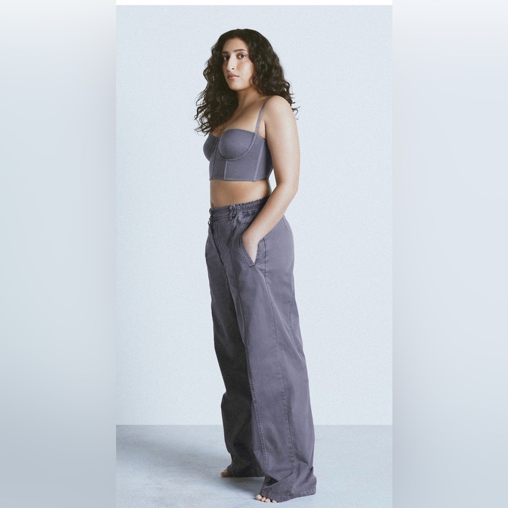 SKIMS NWT Outdoor Bustier & Woven pant Steel blue